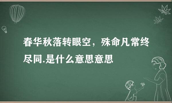 春华秋落转眼空，殊命凡常终尽同.是什么意思意思