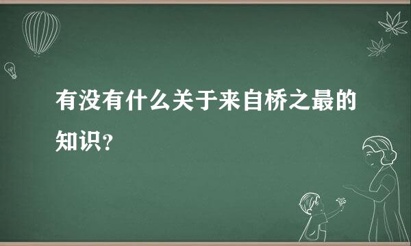 有没有什么关于来自桥之最的知识？