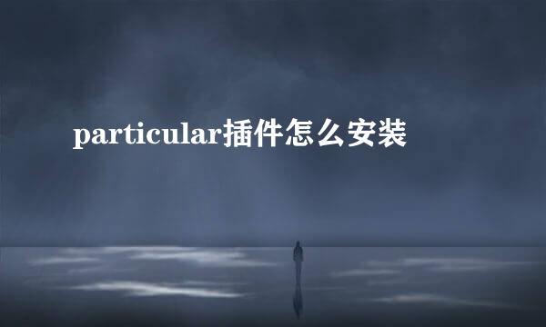 particular插件怎么安装