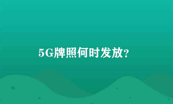 5G牌照何时发放？