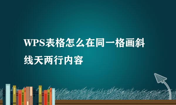 WPS表格怎么在同一格画斜线天两行内容