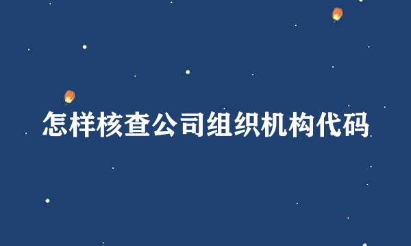 怎样核查公司组织机构代码