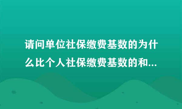 请问单位社保缴费基数的为什么比个人社保缴费基数的和高？单位多缴纳的部分是怎课按也么计算出来的呢？