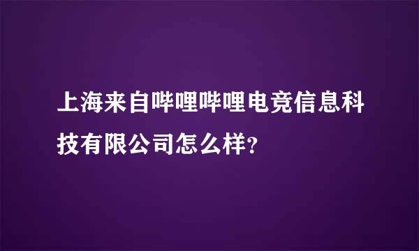 上海来自哔哩哔哩电竞信息科技有限公司怎么样？