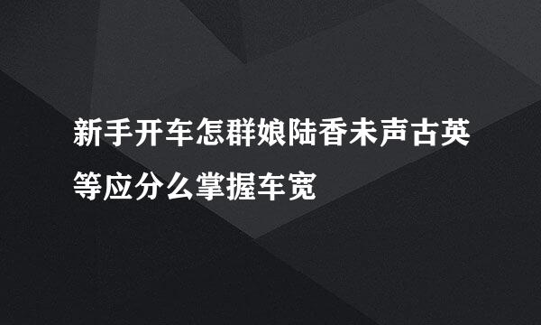 新手开车怎群娘陆香未声古英等应分么掌握车宽