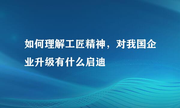 如何理解工匠精神，对我国企业升级有什么启迪