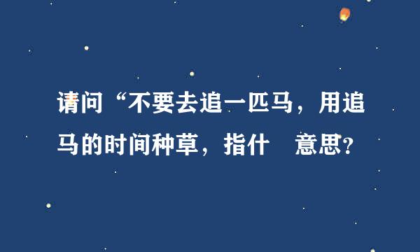 请问“不要去追一匹马，用追马的时间种草，指什麼意思？