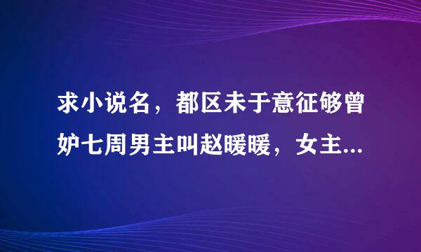 求小说名，都区未于意征够曾妒七周男主叫赵暖暖，女主叫苏灿灿。