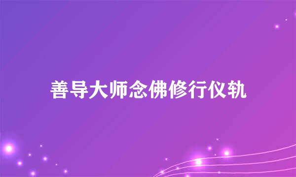 善导大师念佛修行仪轨