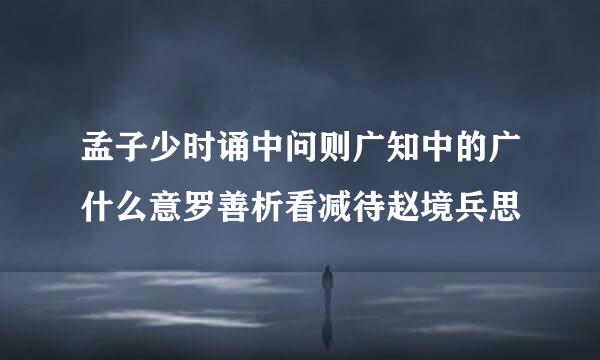 孟子少时诵中问则广知中的广什么意罗善析看减待赵境兵思