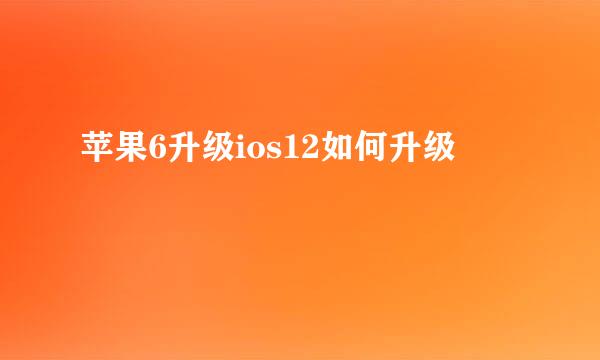 苹果6升级ios12如何升级