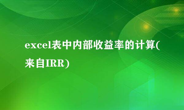 excel表中内部收益率的计算(来自IRR)