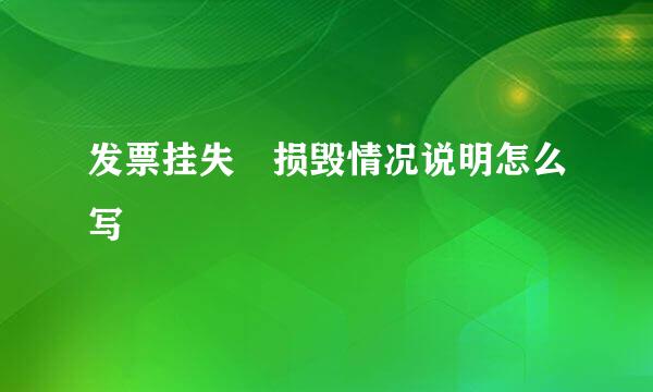 发票挂失 损毁情况说明怎么写