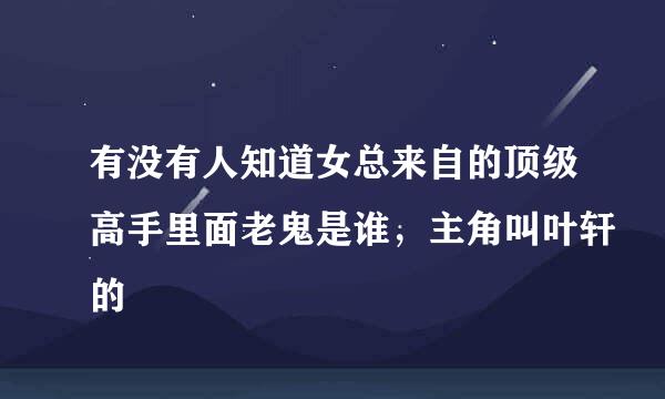 有没有人知道女总来自的顶级高手里面老鬼是谁，主角叫叶轩的