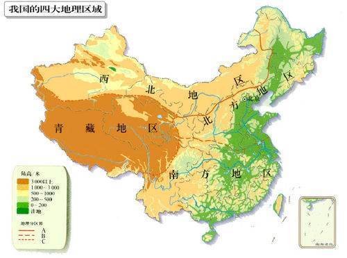 中国重要地理分界线的四大主要地理区域界线（常用）