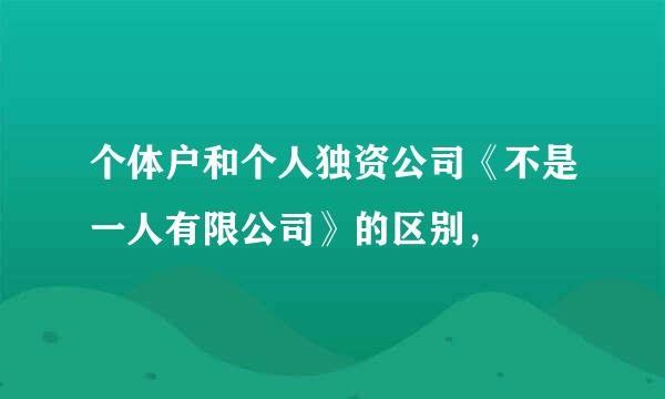 个体户和个人独资公司《不是一人有限公司》的区别，