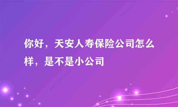 你好，天安人寿保险公司怎么样，是不是小公司