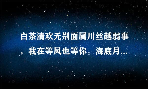 白茶清欢无别面属川丝越弱事，我在等风也等你。海底月是天上月，眼前人是心上人。遇见你的那天，我就没想过要分开。山