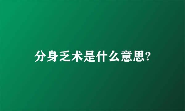 分身乏术是什么意思?