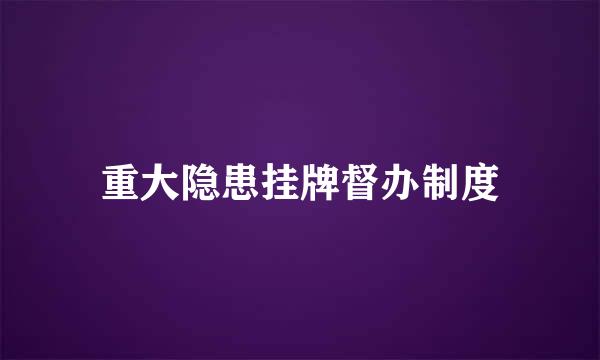 重大隐患挂牌督办制度