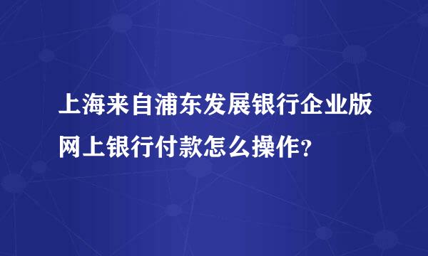 上海来自浦东发展银行企业版网上银行付款怎么操作？