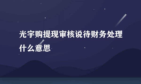 光宇购提现审核说待财务处理什么意思