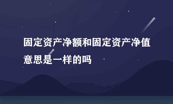 固定资产净额和固定资产净值意思是一样的吗