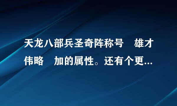 天龙八部兵圣奇阵称号 雄才伟略 加的属性。还有个更难的称号