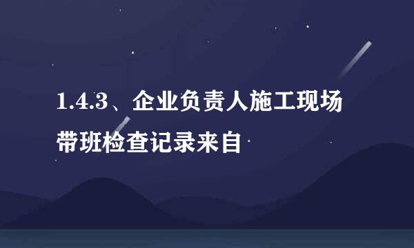 1.4.3、企业负责人施工现场带班检查记录来自