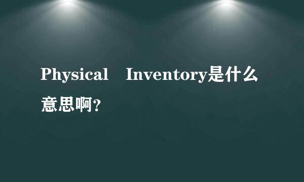 Physical Inventory是什么意思啊？