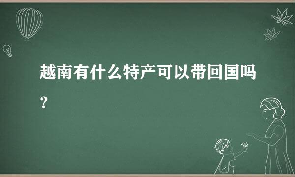 越南有什么特产可以带回国吗？