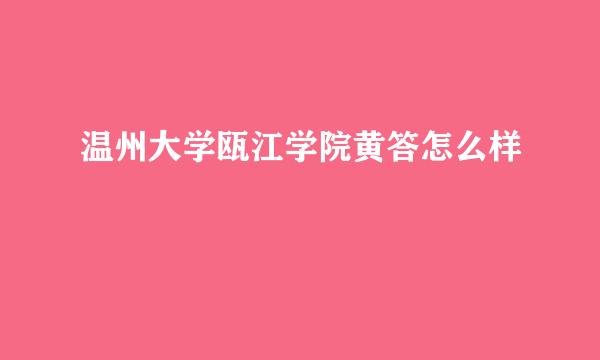 温州大学瓯江学院黄答怎么样