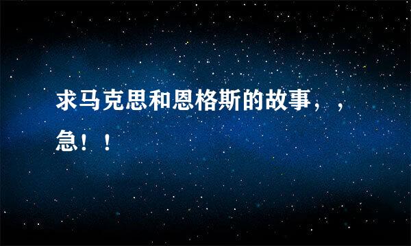 求马克思和恩格斯的故事，，急！！