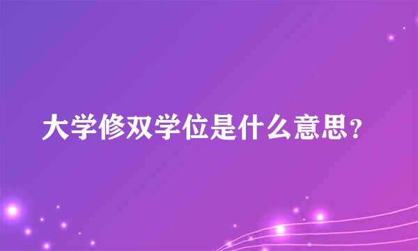 大学修双学位是什么意思？