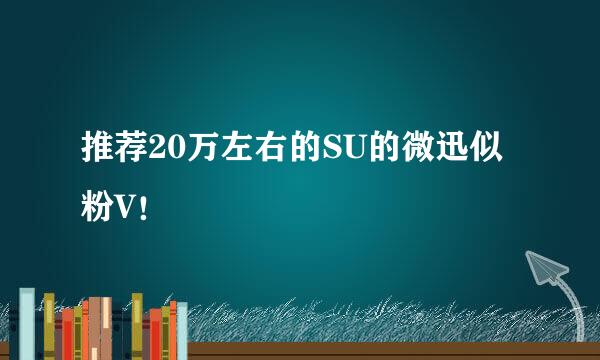 推荐20万左右的SU的微迅似粉V！