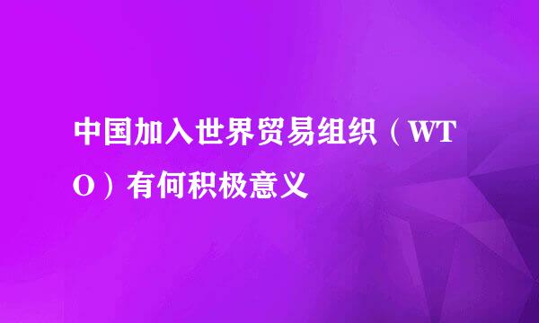 中国加入世界贸易组织（WTO）有何积极意义