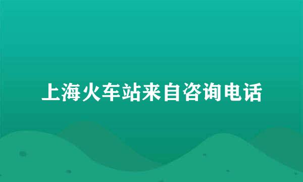 上海火车站来自咨询电话