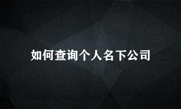 如何查询个人名下公司