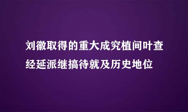 刘徽取得的重大成究植间叶查经延派继搞待就及历史地位