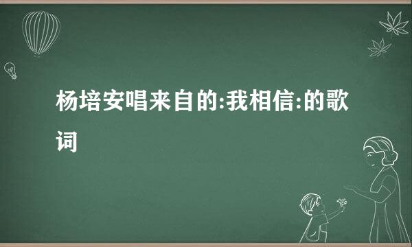 杨培安唱来自的:我相信:的歌词