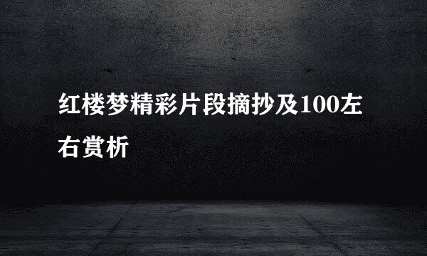 红楼梦精彩片段摘抄及100左右赏析