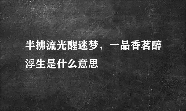 半拂流光醒迷梦，一品香茗醉浮生是什么意思