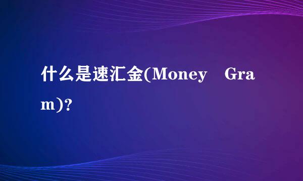 什么是速汇金(Money Gram)？