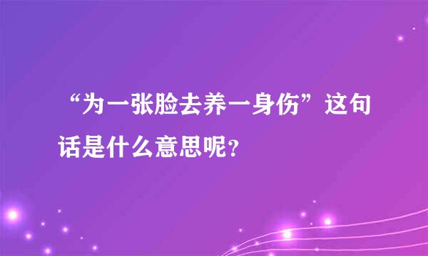 “为一张脸去养一身伤”这句话是什么意思呢？