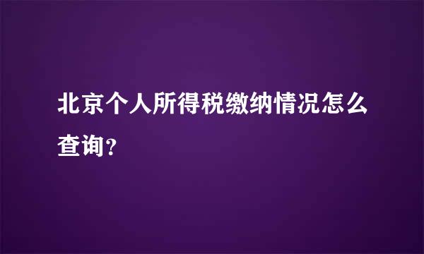 北京个人所得税缴纳情况怎么查询？