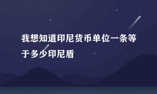 我想知道印尼货币单位一条等于多少印尼盾