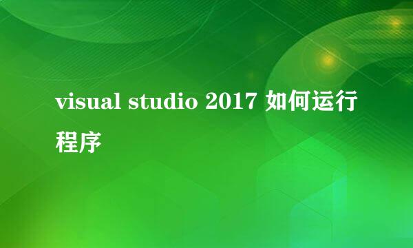 visual studio 2017 如何运行程序