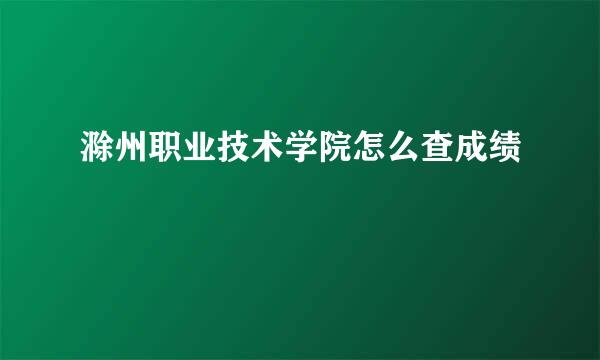 滁州职业技术学院怎么查成绩