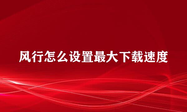 风行怎么设置最大下载速度