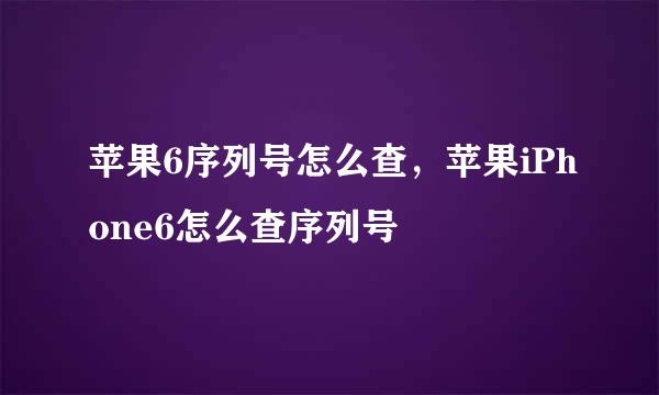 苹果6序列号怎么查，苹果iPhone6怎么查序列号